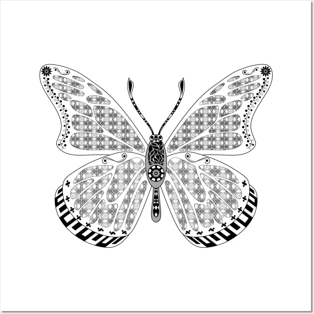 butterfly in wisdom of wonders ecopop wallpaper art tribal zendoodle of flowers 2 Wall Art by jorge_lebeau